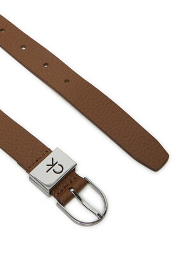 Calvin Klein Pasek Damski Ck Loop Thin Round Buckle 2.5 K60K612856 Brązowy. Kolor: brązowy. Materiał: skóra