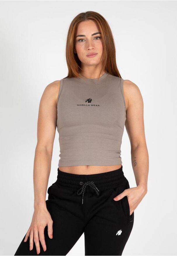 GORILLA WEAR - Livonia Crop Top - Beżowy. Kolor: beżowy. Sport: fitness