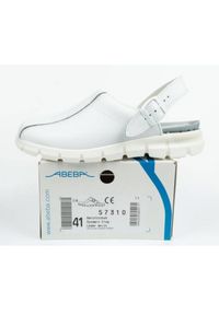 Klapki chodaki buty medyczne Abeba W 57310 białe. Kolor: biały. Materiał: skóra #7