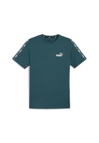 Puma - Męska koszulka Essentials+ Tape PUMA Cold Green. Kolor: zielony. Materiał: bawełna, poliester