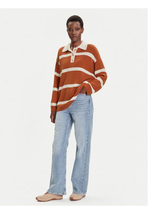 GANT - Gant Sweter 4805341 Brązowy Relaxed Fit. Kolor: brązowy. Materiał: bawełna