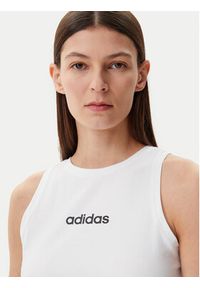 Adidas - adidas Top Essentials Linear JC5799 Biały Slim Fit. Kolor: biały. Materiał: bawełna