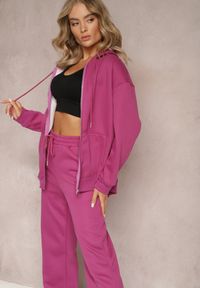 Renee - Ciemnofioletowy 2-częściowy Komplet Dresowy z Bluzą i Spodniami Frestine. Kolor: fioletowy. Materiał: dresówka #4