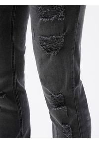 Ombre Clothing - Spodnie męskie jeansowe z dziurami REGULAR FIT P1024 - czarne - XXL. Okazja: na co dzień. Kolor: czarny. Materiał: jeans. Styl: casual, klasyczny #4