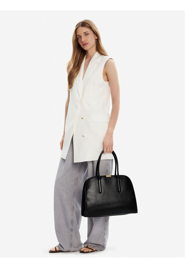 TOMMY HILFIGER - Tommy Hilfiger Torebka Iconic Leather Tote AW0AW18206 Czarny. Kolor: czarny. Materiał: skórzane