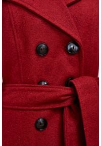 Marie Zélie - Płaszcz wełniany Achillea ciemnoczerwony. Kolor: czerwony. Materiał: wełna. Wzór: motyw zwierzęcy, ze splotem. Sezon: zima #3