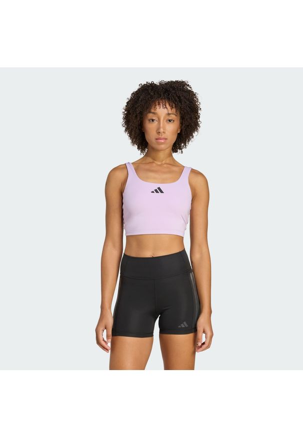 Adidas - Biustonosz Power Light Support Tank. Kolor: różowy. Technologia: ClimaCool (Adidas). Sport: fitness