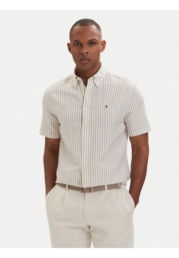 TOMMY HILFIGER - Tommy Hilfiger Koszula MW0MW42449 Beżowy jasny Regular Fit. Kolor: beżowy. Materiał: bawełna