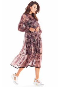 Awama - Długa sukienka z włoskiego szyfonu z modnym printem. Materiał: szyfon. Wzór: nadruk. Długość: maxi #3