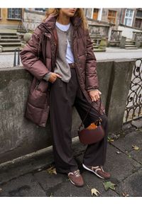 Sinsay - Spodnie wide leg - brązowy. Kolor: brązowy #1