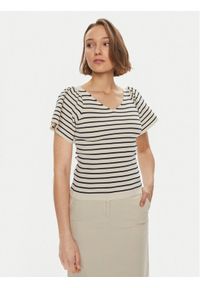 Vero Moda Bluzka Ginny 10278323 Biały Slim Fit. Kolor: biały. Materiał: syntetyk