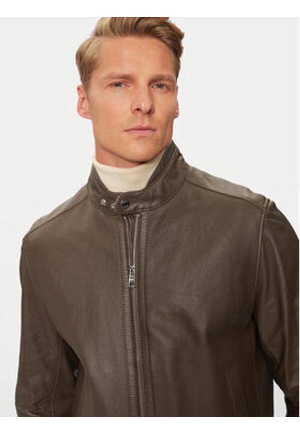 BOSS - Boss Kurtka skórzana H-Mansell2 50518906 Brązowy Regular Fit. Kolor: brązowy. Materiał: skóra