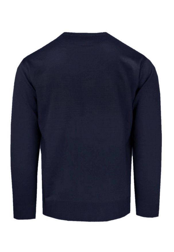 Wełniany Sweter, Okrągły Dekolt (U-Neck) - Pako Jeans - Granatowy. Okazja: na spotkanie biznesowe, do pracy. Kolor: niebieski. Materiał: akryl, wełna. Styl: biznesowy, klasyczny