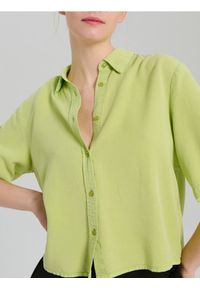 Sinsay - Koszula z krótkim rękawem z lyocellu - zielony. Kolor: zielony. Długość rękawa: krótki rękaw. Długość: krótkie #1