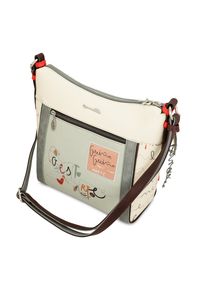 Szara Torebka Anekke Stylowa Listonoszka Damska. Kolor: szary. Wzór: napisy, aplikacja, haft. Dodatki: z haftem. Styl: elegancki. Rodzaj torebki: na ramię #5