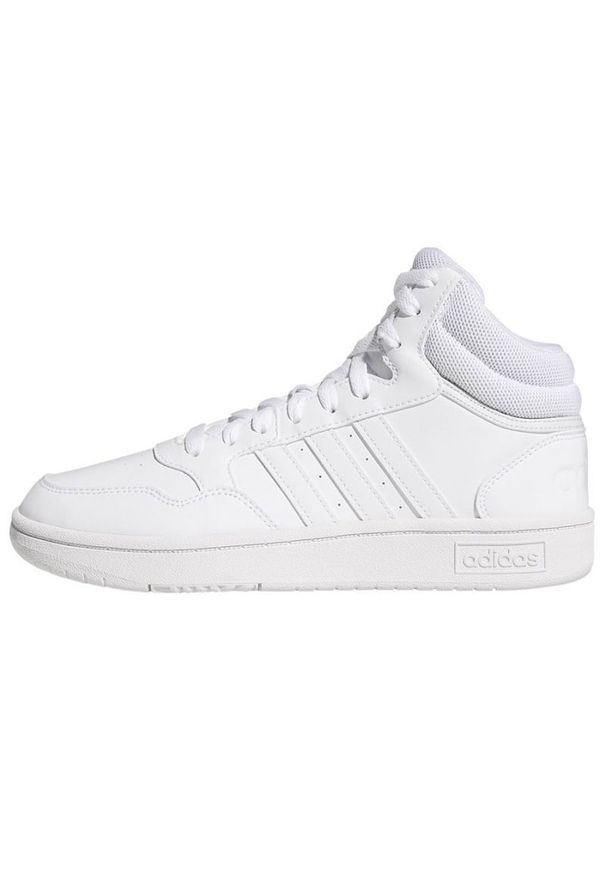 Adidas - Buty adidas Hoops Mid 3.0 W GW5457 białe. Okazja: na co dzień. Kolor: biały. Materiał: guma, syntetyk, materiał, skóra ekologiczna. Szerokość cholewki: normalna
