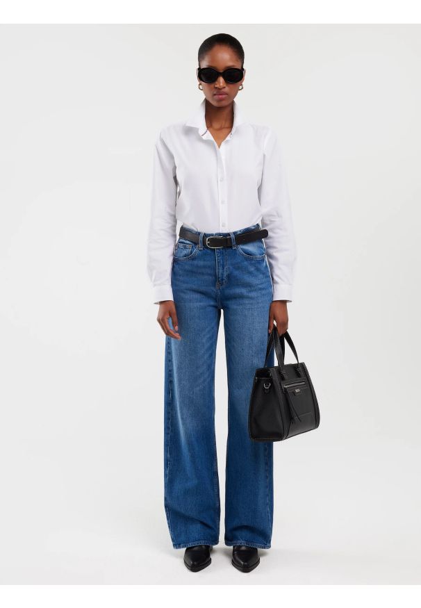 Big-Star - Koszula damska klasyczna biała Hansai 101. Okazja: do pracy, na spotkanie biznesowe. Typ kołnierza: kołnierzyk klasyczny. Kolor: biały. Materiał: bawełna. Długość rękawa: długi rękaw. Długość: długie. Sezon: lato. Styl: klasyczny