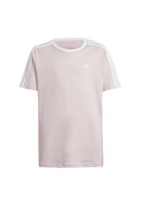 Adidas - Essentials 3-Stripes Cotton Loose Fit Boyfriend Tee. Kolor: różowy, wielokolorowy, biały