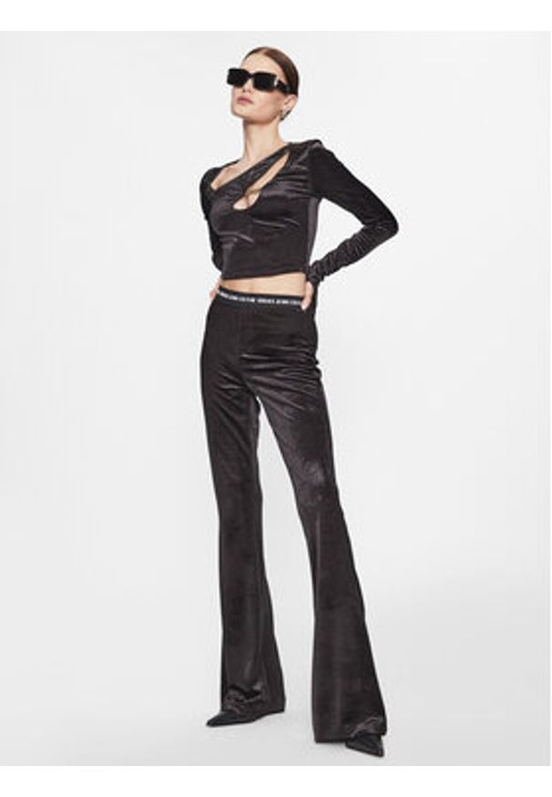 Versace Jeans Couture Bluzka 75HAH605 Czarny Slim Fit. Kolor: czarny. Materiał: syntetyk