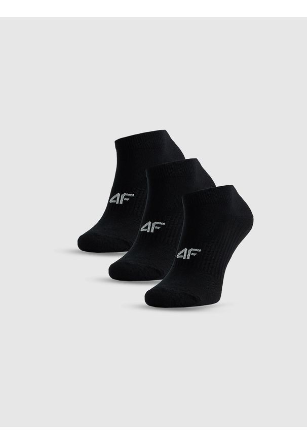4f - 4F Skarpetki krótkie (3-pack) damskie - czarne 35-38. Kolor: czarny. Materiał: bawełna. Wzór: prążki. Sport: turystyka piesza