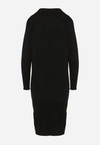 Born2be - Czarna Sukienka z Bawełną i Wełną z Kołnierzykiem na Suwak Tereithra. Okazja: na co dzień, na spotkanie biznesowe. Kolor: czarny. Materiał: wełna, bawełna. Typ sukienki: proste. Styl: casual, biznesowy, elegancki, wizytowy #5