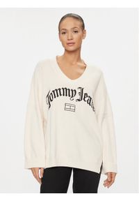 Tommy Jeans Sweter Grunge DW0DW16530 Écru Oversize. Materiał: syntetyk