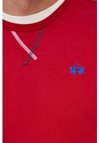 La Martina bluza męska kolor czerwony gładka. Kolor: czerwony. Wzór: gładki #4