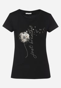 Born2be - Czarny Bawełniany T-shirt o Dopasowanym Kroju z Nadrukiem Erriana. Okazja: do pracy, na spotkanie biznesowe, na co dzień. Kolor: czarny. Materiał: bawełna. Wzór: nadruk. Styl: klasyczny, casual, elegancki, biznesowy #5