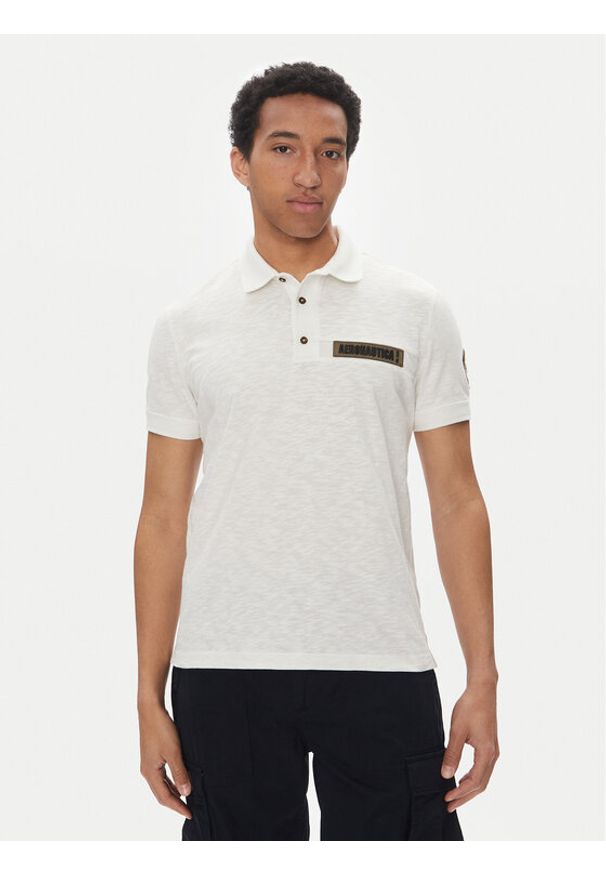 Aeronautica Militare Polo 251PO1865J680 Biały Regular Fit. Typ kołnierza: polo. Kolor: biały. Materiał: bawełna