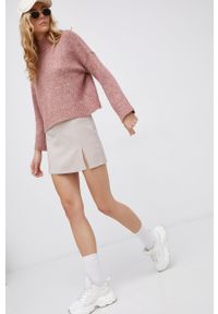 only - Only Sweter damski kolor różowy. Okazja: na co dzień. Kolor: różowy. Materiał: dzianina. Długość rękawa: długi rękaw. Długość: długie. Styl: casual #3