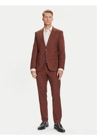 BOSS Garnitur H-Huge 50546080 Brązowy Slim Fit. Kolor: brązowy. Materiał: wełna