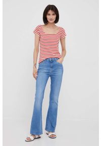 Pepe Jeans jeansy DION FLARE damskie high waist. Stan: podwyższony. Kolor: niebieski #4