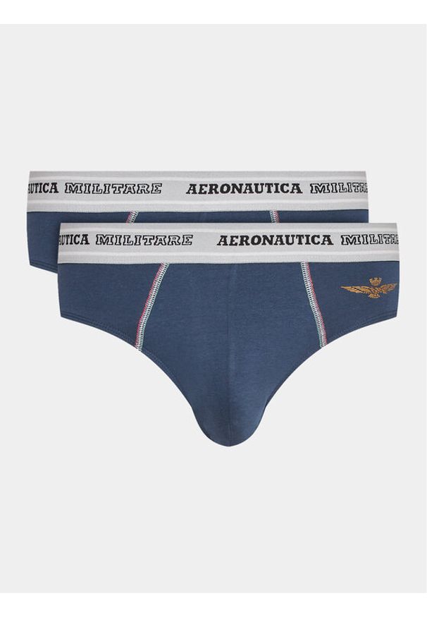 Aeronautica Militare Komplet 2 par slipów AM1USL002 Granatowy. Kolor: niebieski. Materiał: bawełna