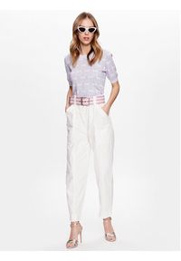 Pinko Spodnie materiałowe Rigore 100685 A0I4 Biały Relaxed Fit. Kolor: biały. Materiał: materiał, bawełna