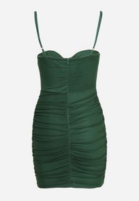 Born2be - Zielona Sukienka na Ramiączkach z Usztywnianym Dekoltem Dopasowana Morrigan. Typ kołnierza: dekolt gorset. Kolor: zielony. Długość rękawa: na ramiączkach. Typ sukienki: dopasowane, gorsetowe. Styl: elegancki #4