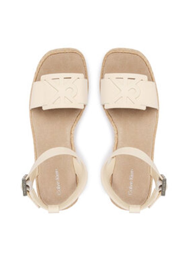 Calvin Klein Espadryle Wedge Espad 70 Embl Lth HW0HW02897 Beżowy. Kolor: beżowy. Materiał: skóra
