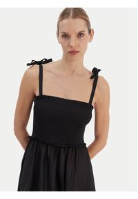 Karl Lagerfeld - KARL LAGERFELD Sukienka letnia A2W46009 Czarny Regular Fit. Typ kołnierza: dekolt w karo. Kolor: czarny. Materiał: bawełna. Sezon: lato #5