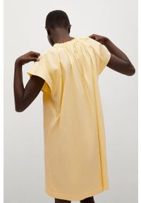 mango - Mango - Sukienka Deep. Kolor: żółty. Materiał: tkanina, bawełna. Długość rękawa: krótki rękaw #8