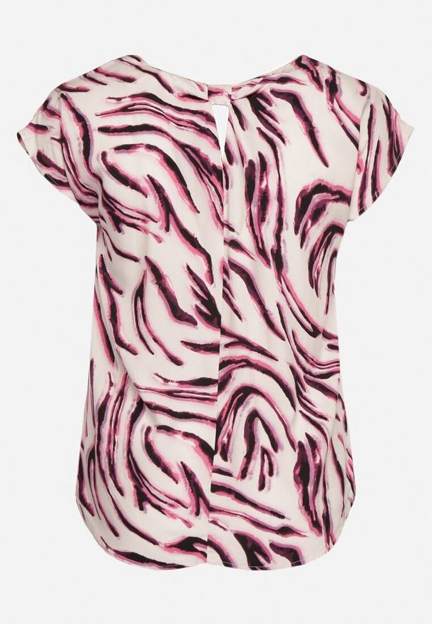 Born2be - Biało-Fioletowa Bluzka z Wiskozy z Ozdobnym Wycięciem na Plecach i Krótkim Rękawem Jeleviana. Okazja: na spacer, do pracy, na spotkanie biznesowe. Typ kołnierza: dekolt w kształcie V. Kolekcja: plus size. Kolor: biały. Długość: krótkie. Wzór: haft. Materiał: wiskoza. Długość rękawa: krótki rękaw. Sezon: lato. Styl: klasyczny, biznesowy