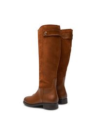 TOMMY HILFIGER - Tommy Hilfiger Oficerki Th Stud Leather Mix Long Boot FW0FW08341 Brązowy. Kolor: brązowy. Materiał: zamsz, skóra #5