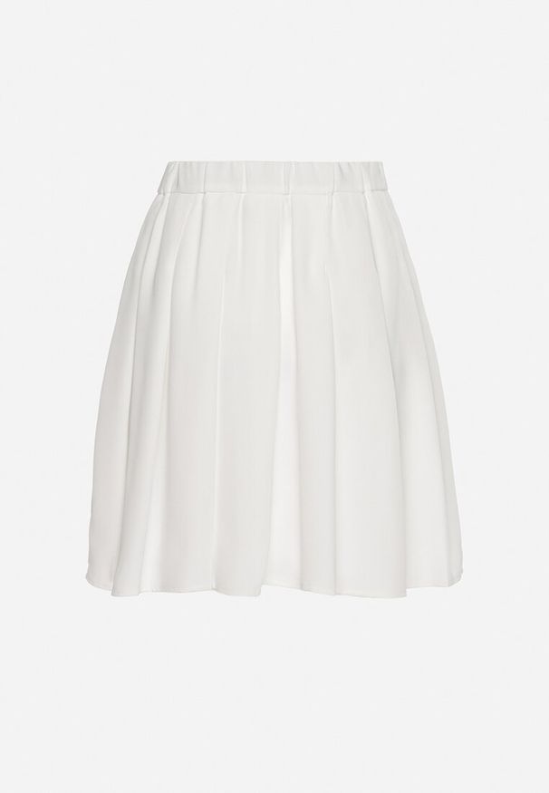 Born2be - Biała Spódnica z Zakładkami Zapinana na Ukryty z Boku Suwak Ricercara. Okazja: na co dzień. Kolor: biały. Styl: klasyczny, casual, elegancki