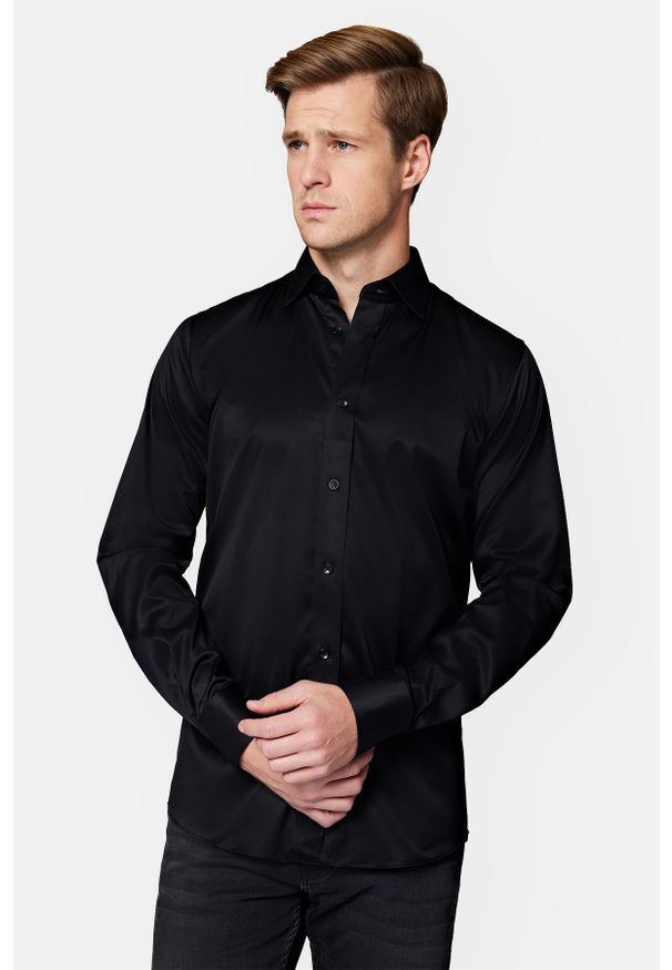 Lancerto - Koszula Czarna Bawełniana Blackburn Regular. Kolor: czarny. Materiał: bawełna