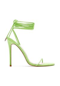 FEMME Los Angeles - FEMME LOS ANGELES - Limonkowe sandały na szpice Barely. Zapięcie: pasek. Kolor: zielony. Obcas: na obcasie. Styl: elegancki. Wysokość obcasa: wysoki