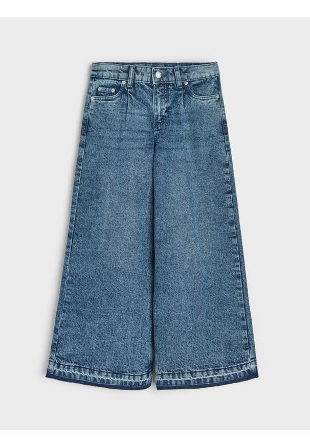 Sinsay - Jeansy wide leg - niebieski. Kolor: niebieski