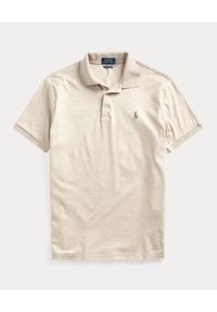 Ralph Lauren - RALPH LAUREN - Beżowa koszulka polo Slim Fit Soft Cotton. Typ kołnierza: polo. Kolor: beżowy. Materiał: prążkowany. Wzór: kolorowy