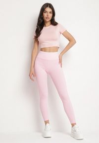 Born2be - Różowe Legginsy z Modelującymi Przeszyciami Selettia. Okazja: na co dzień, na spacer. Kolor: różowy. Styl: klasyczny, casual #5