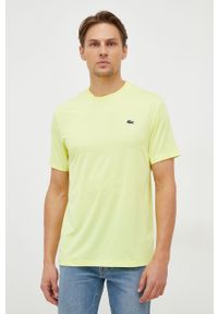 Lacoste t-shirt męski kolor zielony gładki. Kolor: żółty. Długość rękawa: krótki rękaw. Długość: krótkie. Wzór: gładki. Styl: klasyczny #3