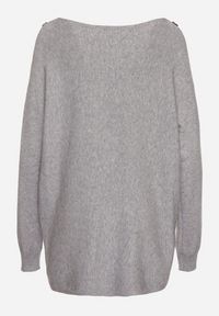 Born2be - Szary Sweter z Dodatkiem Bawełny i Wiskozy z Guzikami na Rękawach Ciasine. Okazja: na co dzień. Kolekcja: plus size. Kolor: szary. Materiał: bawełna, wiskoza. Długość rękawa: długi rękaw. Długość: długie. Styl: casual