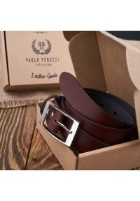 Pasek skórzany 90 cm brązowy PAOLO PERUZZI PG-02-BRS-90. Kolor: brązowy. Materiał: skóra #1