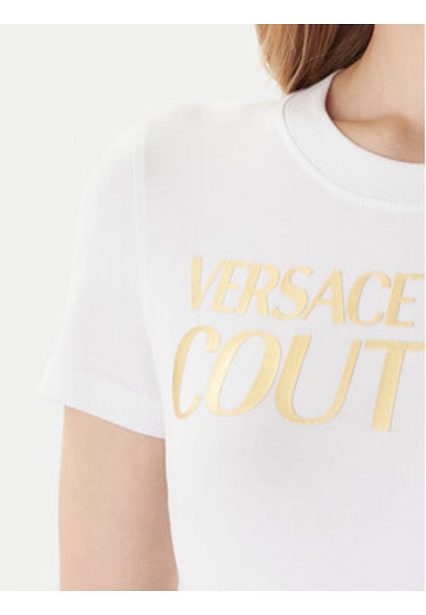 Versace Jeans Couture T-Shirt 79HAHT02 CJ03T Biały Regular Fit. Kolor: biały. Materiał: bawełna